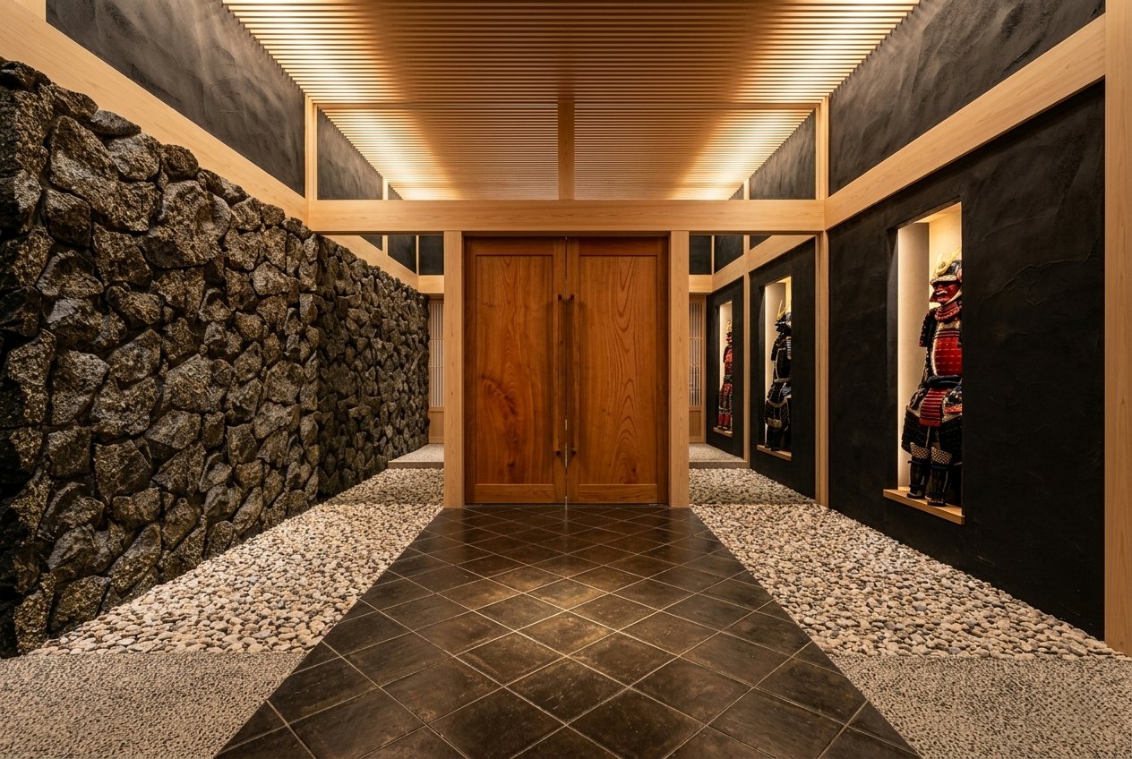 大きなコンドミニアムの住戸エントランスを和をモチーフに改修するプロジェクト。