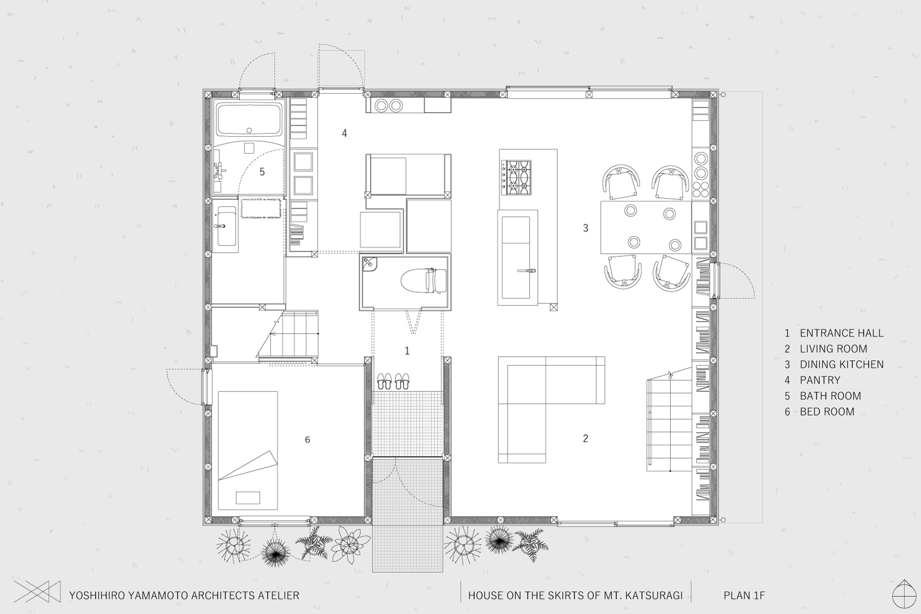 葛城山麓の家|平面図1F